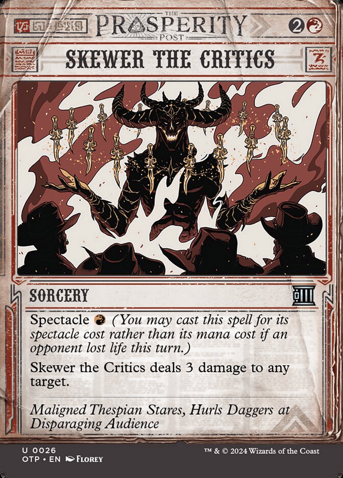 MTG Card Title: Skewer the Critics OTP/26