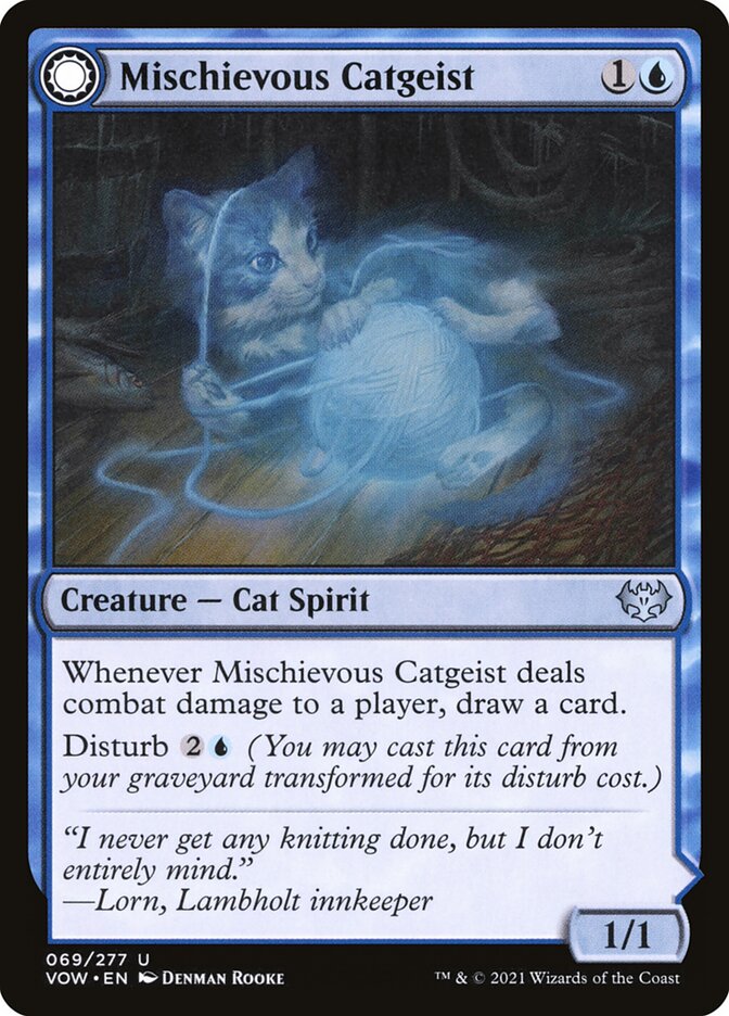 MTG Card Title: Mischievous Catgeist // Catlike Curiosity VOW/69