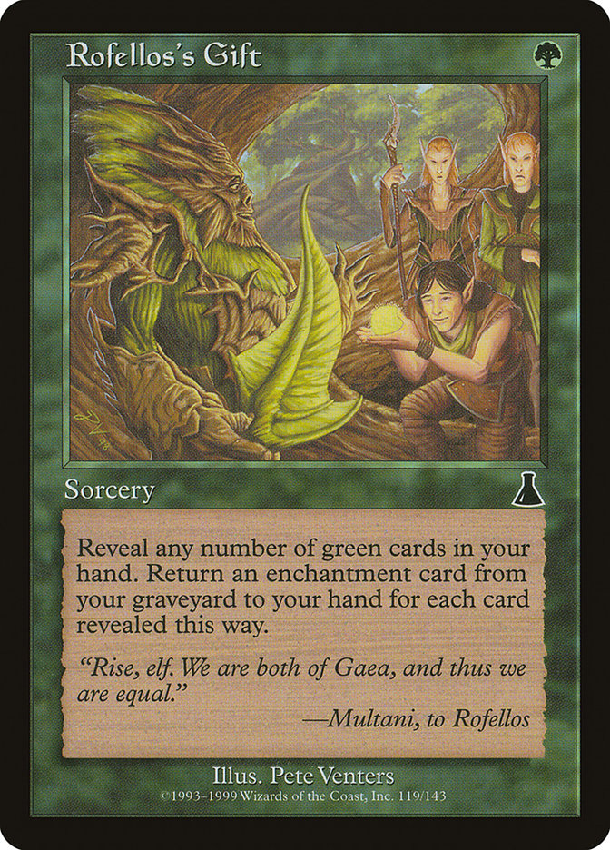 MTG Card Title: Rofellos's Gift UDS/119