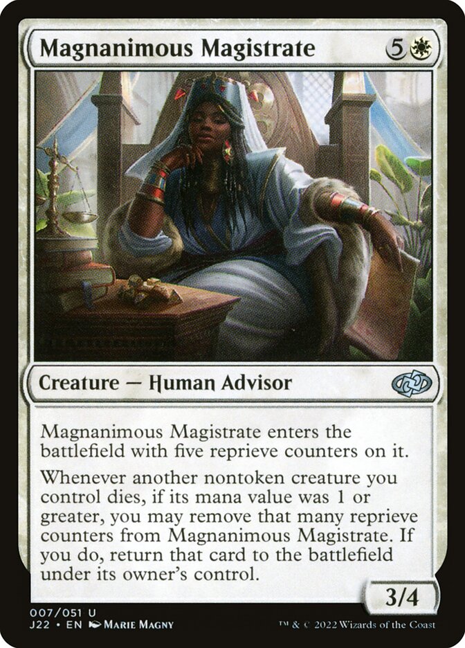 MTG Card Title: Magnanimous Magistrate J22/7