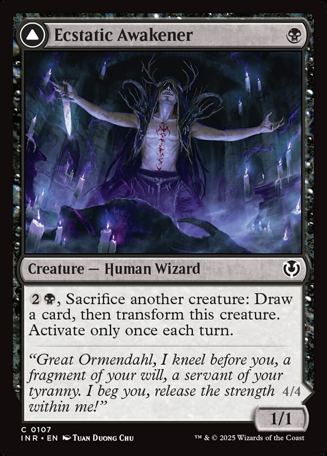 MTG Card Title: Ecstatic Awakener // Awoken Demon INR/107