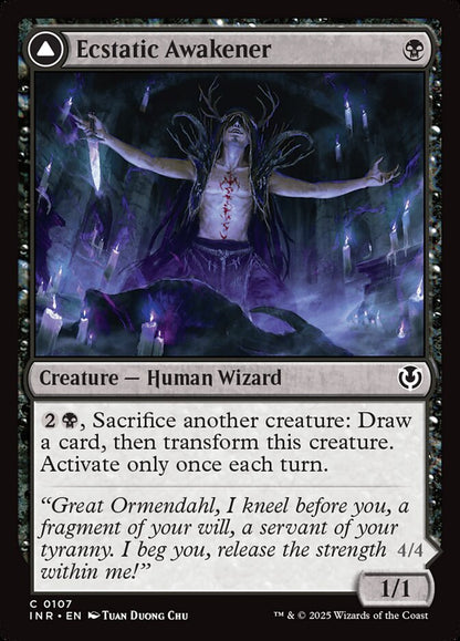 MTG Card Title: Ecstatic Awakener // Awoken Demon INR/107