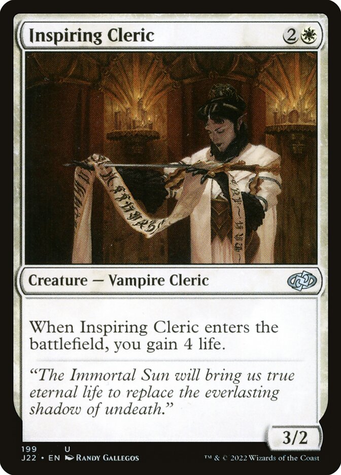 MTG Card Title: Inspiring Cleric J22/199