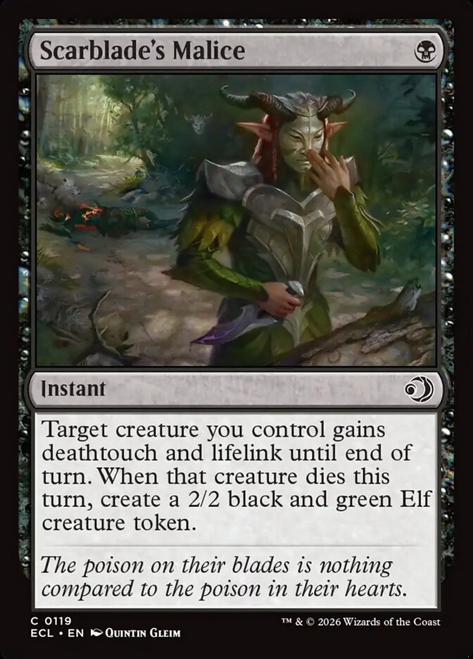 MTG Card Title: Scarblade's Malice ECL/119
