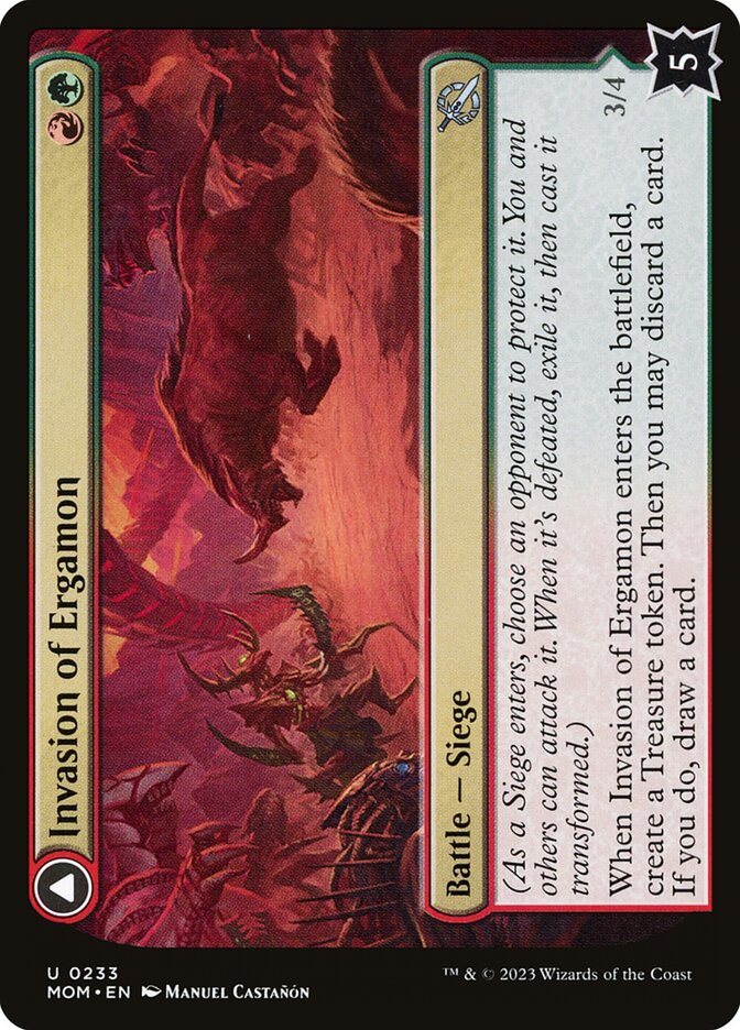 MTG Card Title: Invasion of Ergamon // Truga Cliffcharger MOM/233