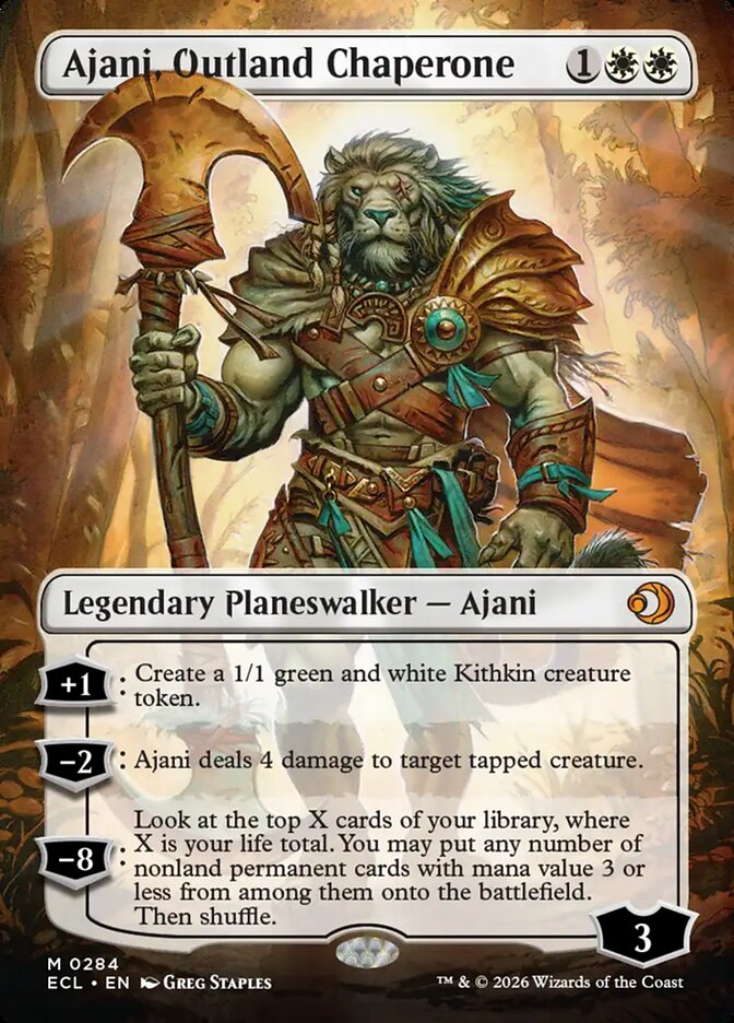 MTG Card Title: Ajani, Outland Chaperone ECL/284