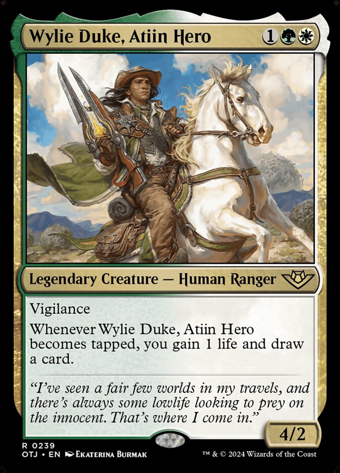 MTG Card Title: Wylie Duke, Atiin Hero OTJ/239