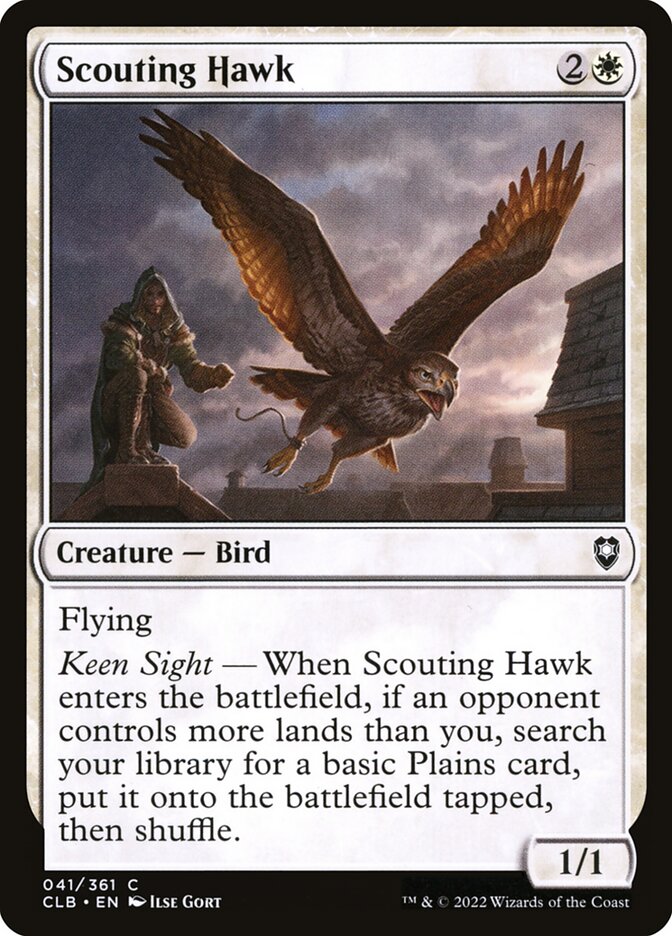 MTG Card Title: Scouting Hawk CLB/41