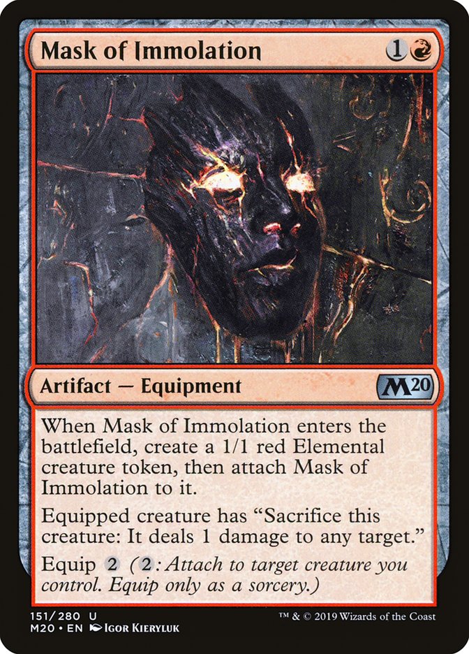 MTG Card Title: Mask of Immolation M20/151