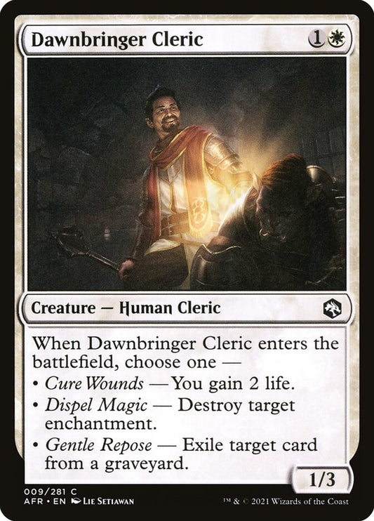 MTG Card Title: Dawnbringer Cleric AFR/9