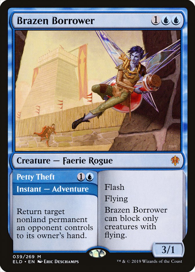 MTG Card Title: Brazen Borrower // Petty Theft ELD/39