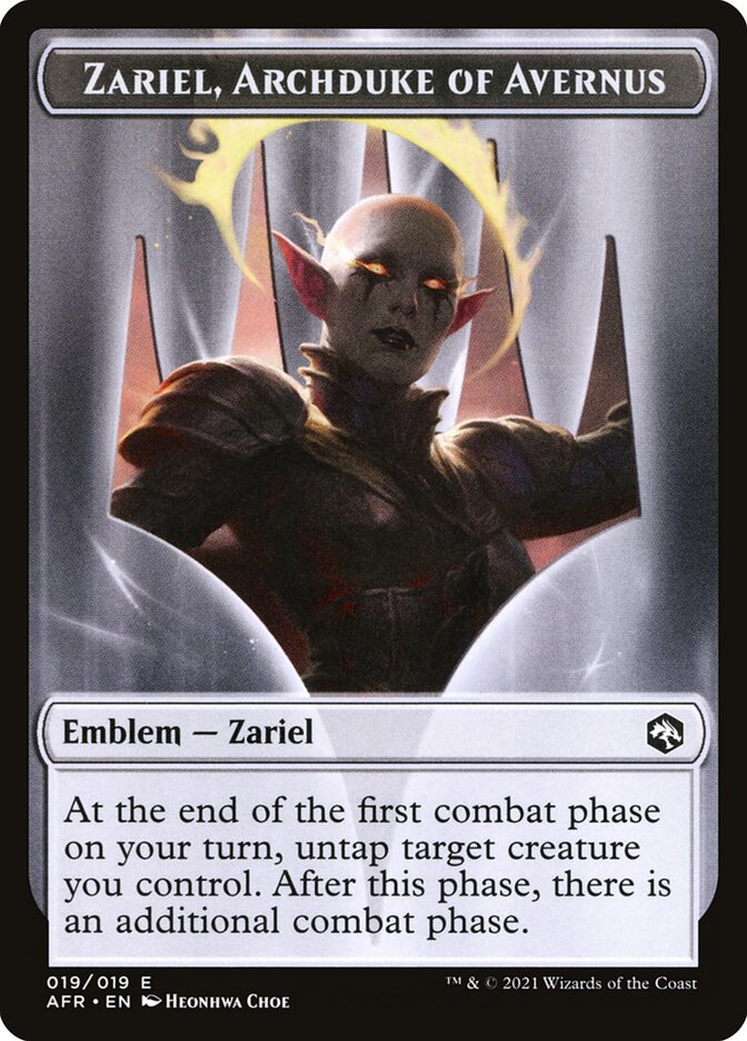 MTG Card Title: Zariel, Archduke of Avernus Emblem TAFR/19
