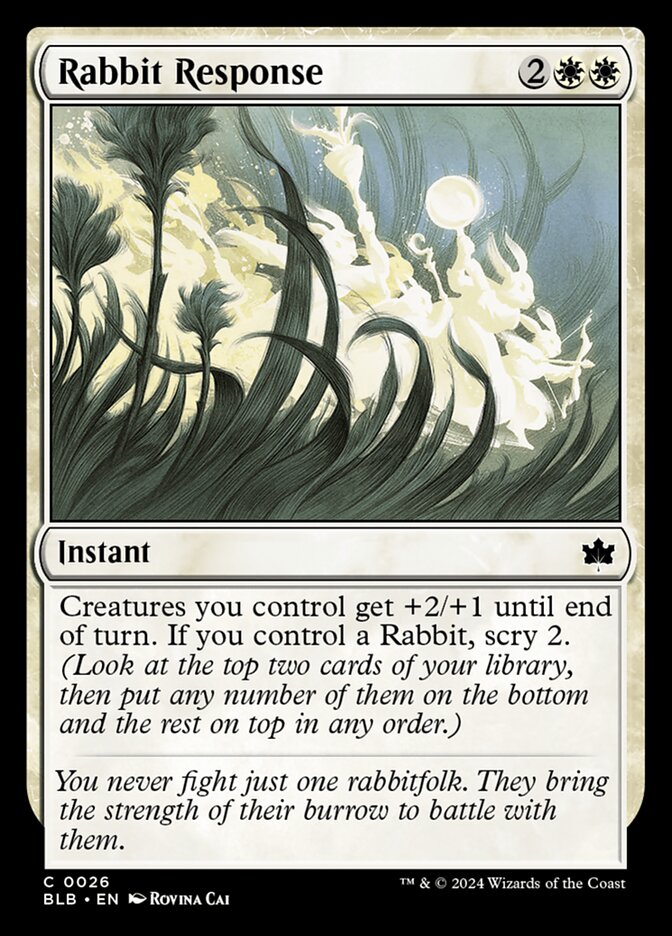 MTG Card Title: Rabbit Response BLB/26