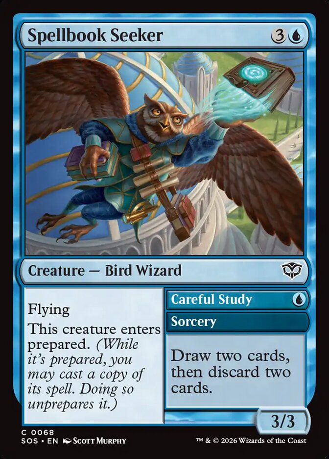 MTG Card Title: Spellbook Seeker // Careful Study SOS/68
