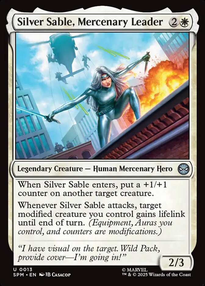 MTG Card Title: Silver Sable, Mercenary Leader SPM/13