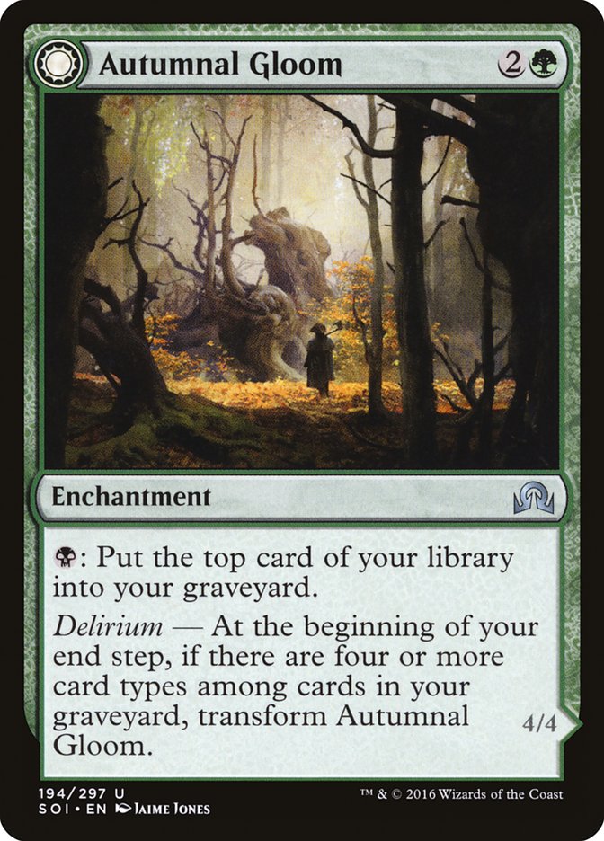 MTG Card Title: Autumnal Gloom // Ancient of the Equinox SOI/194