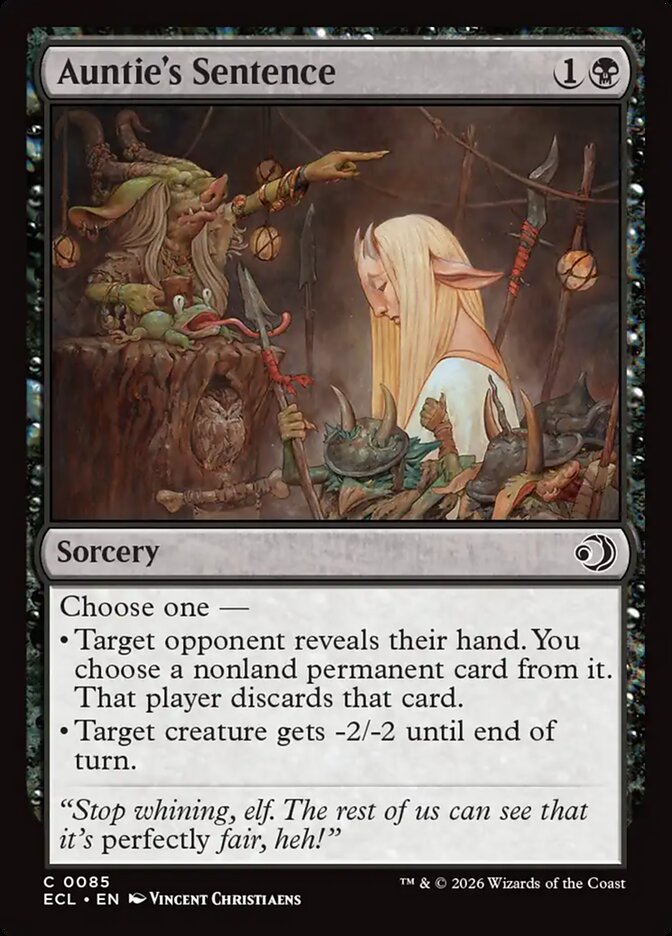 MTG Card Title: Auntie's Sentence ECL/85
