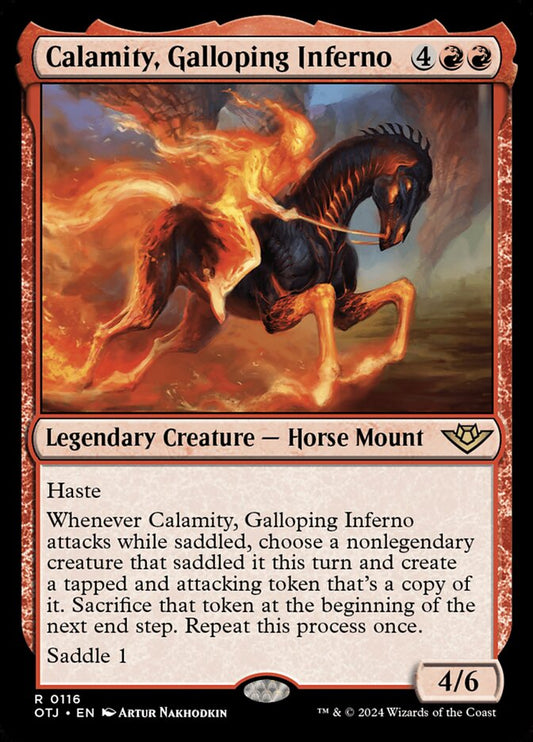 MTG Card Title: Calamity, Galloping Inferno OTJ/116