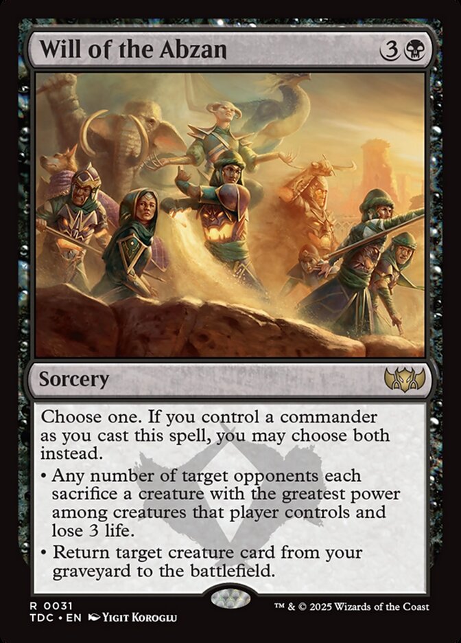MTG Card Title: Will of the Abzan TDC/31