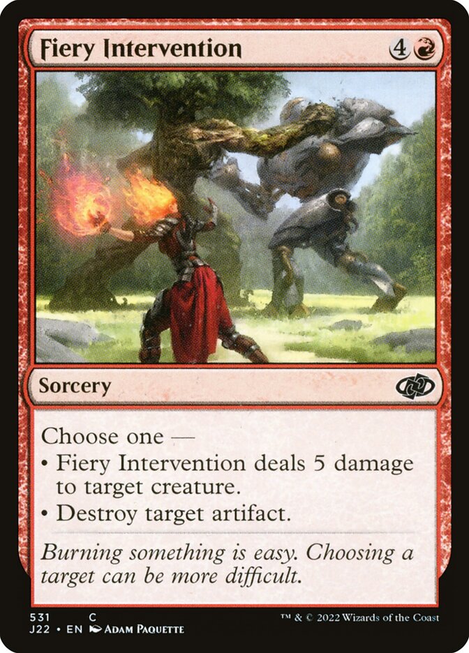 MTG Card Title: Fiery Intervention J22/531
