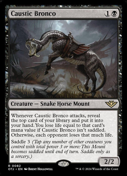 MTG Card Title: Caustic Bronco OTJ/82