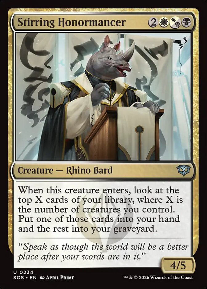 MTG Card Title: Stirring Honormancer SOS/234