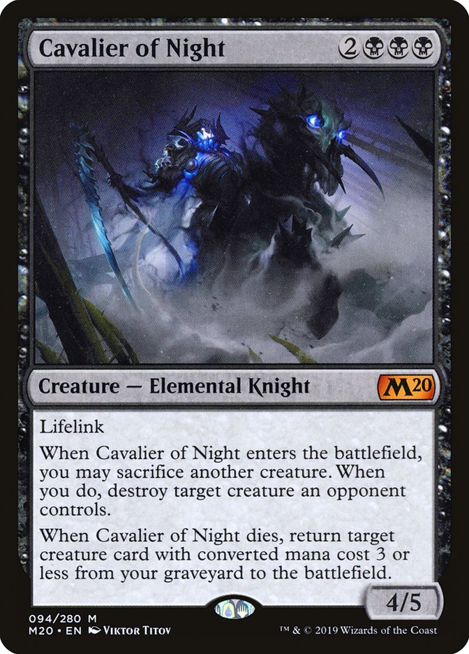 MTG Card Title: Cavalier of Night M20/94
