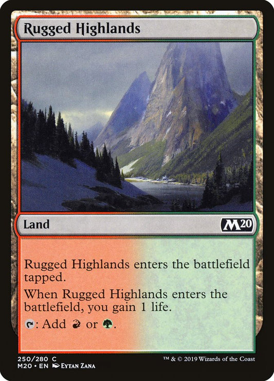 MTG Card Title: Rugged Highlands M20/250
