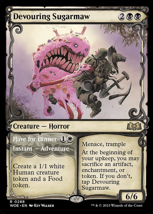 MTG Card Title: Devouring Sugarmaw // Have for Dinner WOE/288