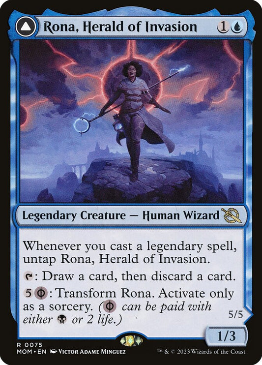 MTG Card Title: Rona, Herald of Invasion // Rona, Tolarian Obliterator MOM/75