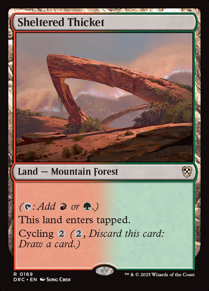 MTG Card Title: Sheltered Thicket DRC/169