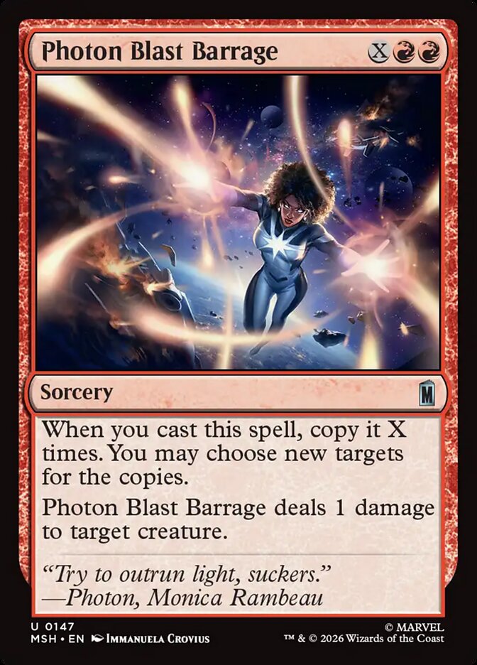 MTG Card Title: Photon Blast Barrage MSH/147