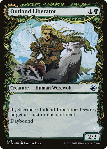 MTG Card Title: Outland Liberator // Frenzied Trapbreaker MID/303