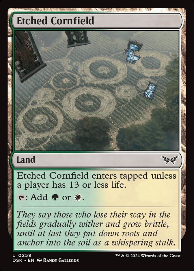 MTG Card Title: Etched Cornfield DSK/258