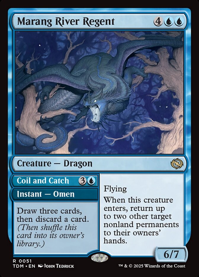 MTG Card Title: Marang River Regent // Coil and Catch TDM/51