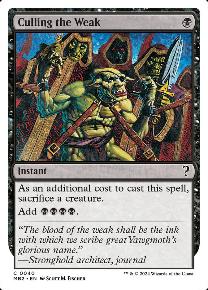 MTG Card Title: Culling the Weak MB2/40